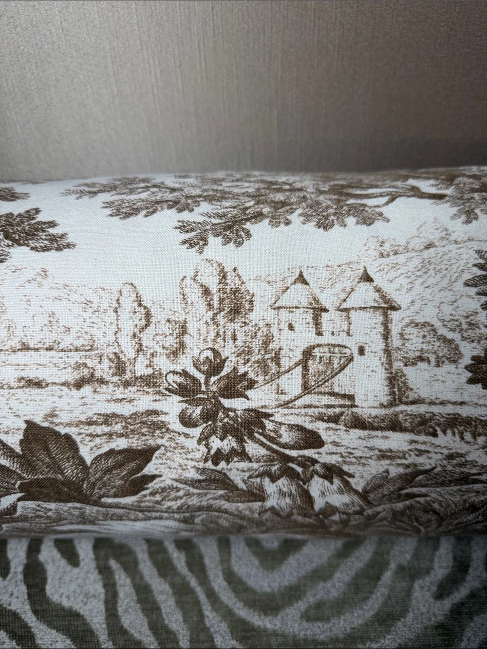 Pottery Barn Matine Toile Bolster Roll Pillow
